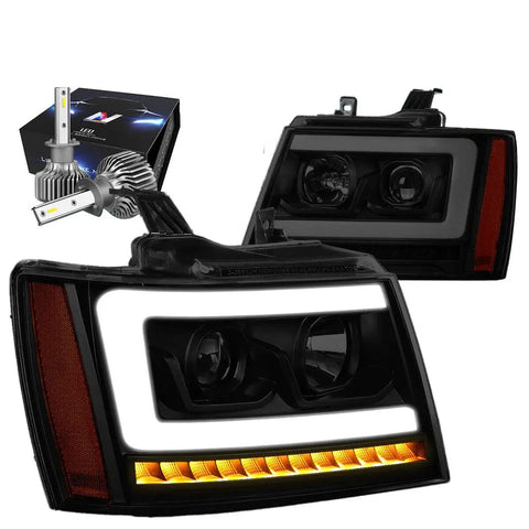 For 2007-2013 Avalanche Led Drl Projector Headlights W/Led Kit+Cool Fan Chrome DNA MOTORING