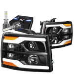 For 2007-2013 Chevy Silverado Drl Projector Headlight W/Led Kit+Cool Fan Black DNA MOTORING
