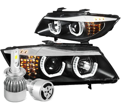 For 2007-2013 Gmc Sierra 1500 2500Hd Headlight Lamp W/Led Kit+Cool Fan Black DNA MOTORING