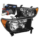 For 2007-2013 Sequoia Tundra Headlights W/Led Hid Kit+Cooling Fan Smoked/Amber DNA MOTORING