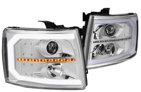 For 2007-2014 Chevy Silverado 1500 2500/3500 Hd Headlight W/Led Kit+ Fan Black DNA MOTORING