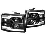 For 2007-2014 Chevy Silverado Dual Led Drl Projector Headlight/Lamps Black/Clear DNA MOTORING