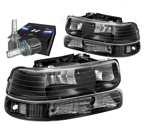 For 2007-2014 Gmc Sierra 1500 2500 3500 Led Drl Headlight Headlamps Black/Amber DNA MOTORING