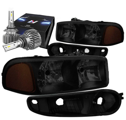 For 2007-2014 Gmc Sierra 1500 2500 3500 Led Drl Headlight Headlamps Smoked/Clear DNA MOTORING
