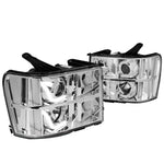 For 2007-2014 Gmc Sierra Pickup Chrome/Clear Led Drl Projector Headlight Lamps DNA MOTORING