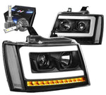 For 2007-2014 Silverado 1500 Led Drl Black/Clear Headlight W/Led Kit+Cool Fan DNA MOTORING