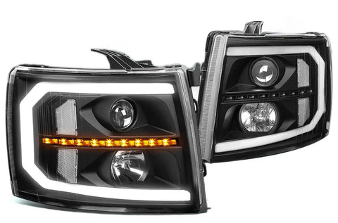 For 2007-2014 Silverado Led Drl Tube+Sequential Signal Projector Headlight Lamp Dynamic Performance Tuning