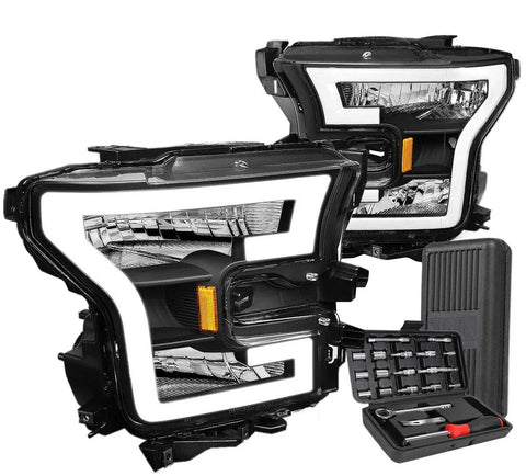 For 2007-2014 Tahoe Led Drl Sequential Chrome Clear Projector Headlight+Tools DNA MOTORING