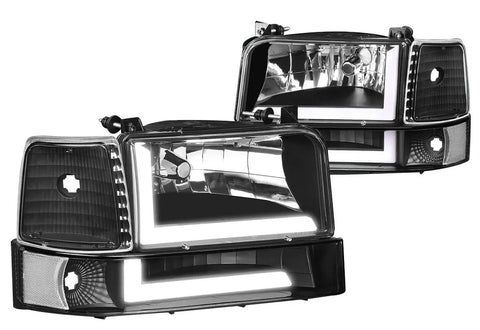 For 2007-2014 Tahoe Suburban Led Drl Headlight W/Led Kit+Cool Fan Chrome/Clear DNA MOTORING