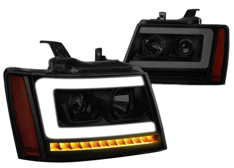 For 2007-2014 Tahoe Suburban Led Drl+Sequential Turn Signal Projector Headlight Dynamic Performance Tuning