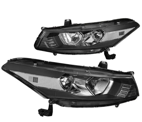 For 2008-2012 Honda Accord Coupe Pair Projector Headlight Headlamps Black Clear DNA MOTORING