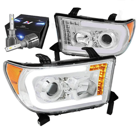 For 2008-2017 Toyota Tundra Drl Projector Headlight W/Led Kit+Cool Fan Chrome Dynamic Performance Tuning