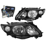 For 2009-2010 Toyota Corolla E140 Headlight Lamp W/Led Hid Kit+Cooling Fan Black DNA MOTORING
