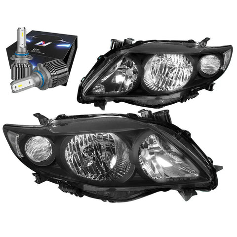 For 2009-2010 Toyota Corolla E140 Headlight Lamp W/Led Hid Kit+Cooling Fan Black DNA MOTORING