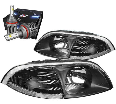For 2009-2014 Ford F150 Crystal Oe Style Healdlight Lamps W/Led Kit+ Fan Black DNA MOTORING