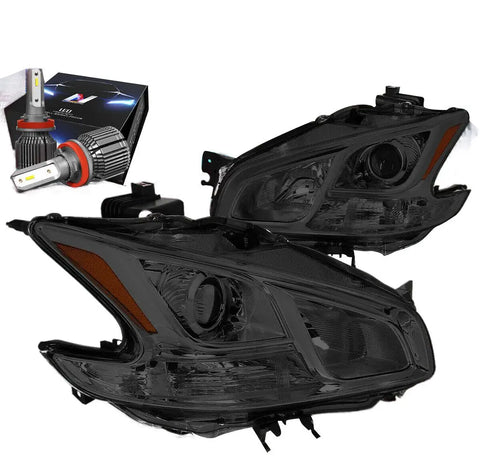 For 2009-2014 Nissan Maxima Projector Headlight Lamp W/Led Kit+Cool Fan Titned DNA MOTORING