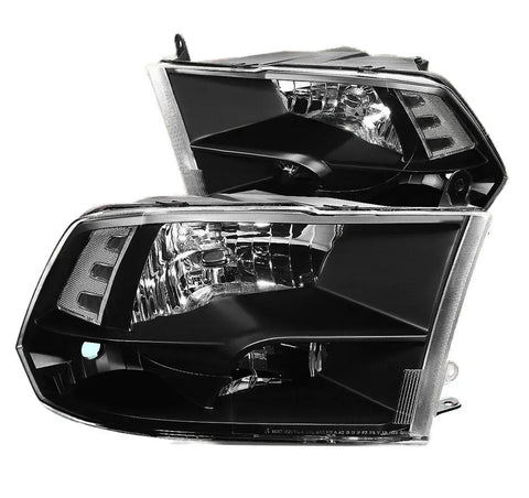 For 2009-2018 Ram Pickup Black Housing Clear Corner Signal Bumper+Quad Headlight Dynamic Performance Tuning