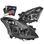 For 2010-2012 Nissan Altima Sedan Headlights W/Led Kit+Cooling Fan Black/Clear DNA MOTORING
