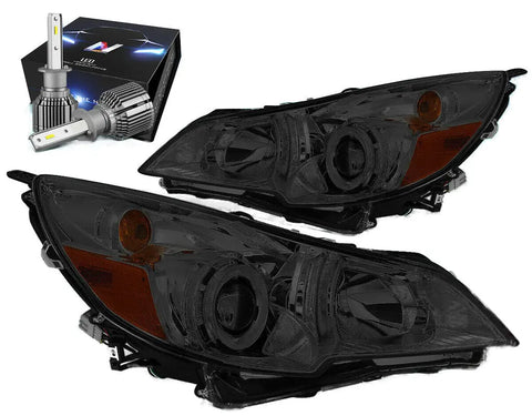 For 2010-2014 Subaru Outback Legacy Headlight W/Led Kit+Cool Fan Smoked/Amber Dynamic Performance Tuning