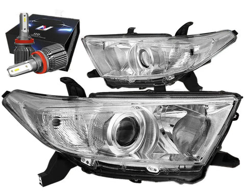 For 2011-2013 Toyota Highlander Projector Headlight W/Led Kit+Cool Fan Chrome Dynamic Performance Tuning