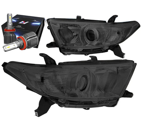 For 2011-2013 Toyota Highlander Projector Headlight W/Led Kit+Cool Fan Smoked Dynamic Performance Tuning