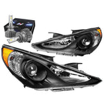 For 2011-2014 Sonata Projector Black Amber Side Headlight W/Led Kit Slim Style DNA MOTORING