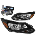 For 2012-2014 Ford Focus Mkiii Signal Headlight Lamps W/Led Kit+Cool Fan Black DNA MOTORING