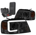 For 2012-2015 Toyota Tacoma Headlight Lamps W/Led Kit+Cooling Fan Smoked/Amber DNA MOTORING
