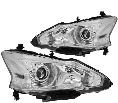 For 2013-2015 Nissan Altima Sedan Pair Projector Headlight Lamp Set Chrome/Clear DNA MOTORING