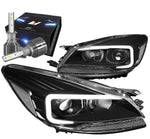 For 2013-2016 Escape Drl Tube Bar Projector Headlight W/Led Kit+Cool Fan Black DNA MOTORING