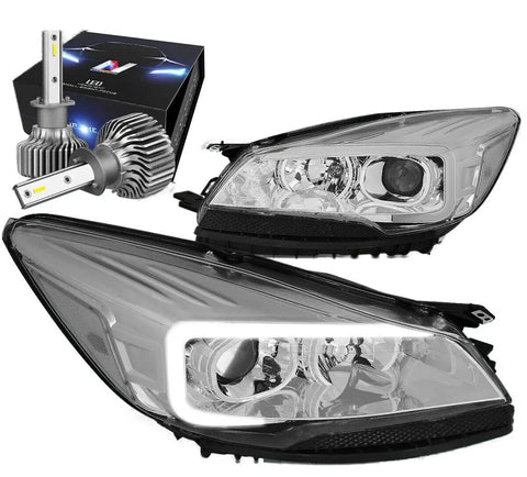 For 2013-2016 Escape Led Drl Bar Projector Headlight W/Led Kit Slim Style Chrome DNA MOTORING