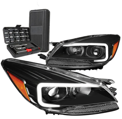 For 2013-2016 Ford Escape Led Drl Black Amber Signal Projector Headlights+Tools Dynamic Performance Tuning