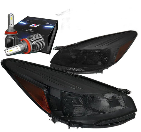 For 2013-2016 Ford Escape Side Signal Headlight Lamp W/Led Kit+Cool Fan Smoked DNA MOTORING