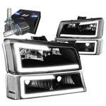 For 2014-2015 Chevy Silverado Led Drl Black Housing Projector Headlights+Tools DNA MOTORING