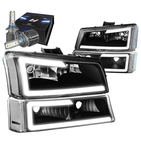 For 2014-2015 Chevy Silverado Led Drl Black Housing Projector Headlights+Tools DNA MOTORING