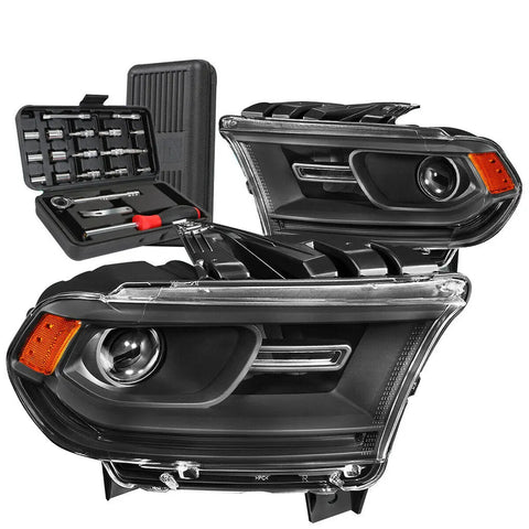 For 2014-2020 Dodge Durango Led Black Amber Side Projector Headlight Lamp+Tools DNA MOTORING