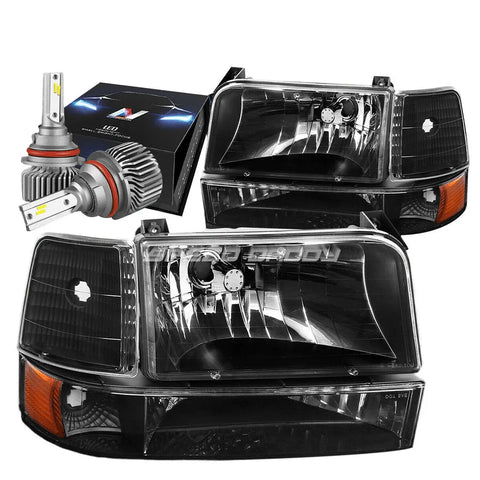 For 2014-2020 Toyota Tundra Pickup Headlight Lamps W/Led Kit Slim Style Black DNA MOTORING