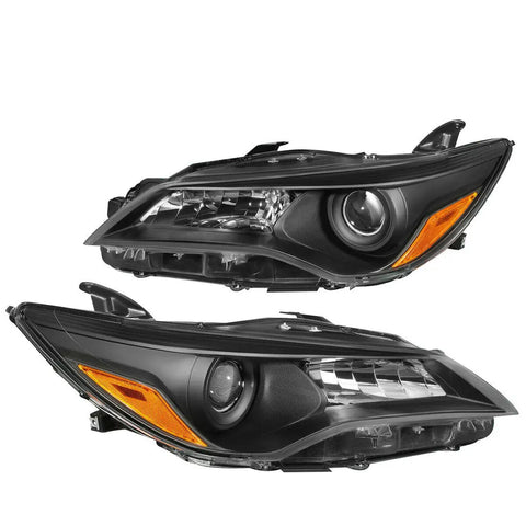 For 2015-2017 Toyota Camry Pair Oe Style Projector Headlight Lamps Black Amber DNA MOTORING