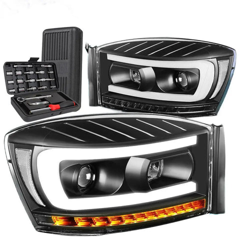 For 2015-2018 Ford Focus Led Tinted Amber Projector Headlight W/Led Kit+Cool Fan DNA MOTORING
