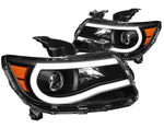For 2015-2020 Chevy Colorado Pair 3D Led Drl Bar Projector Headlight Black Amber DNA MOTORING