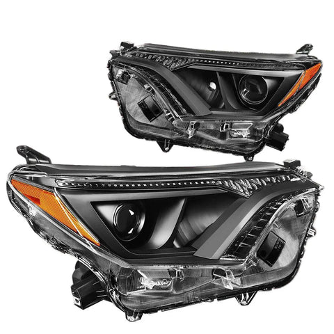 For 2016-2018 Toyota Rav4 Factory Style Projector Headlight Lamps Black Amber DNA MOTORING