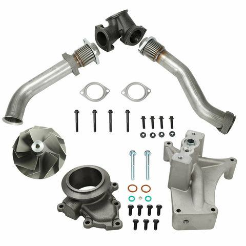 For 7.3L 99.5-03 Turbo Pedestal Ebp Valve Delete Upgraded 5+5 Wheel & Up Pipes SILICONEHOSEHOME