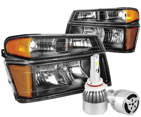 For 92-96 F-150 Bronco Black Headlight+Bumper Lamp+Corner Light Amber Reflector DNA MOTORING