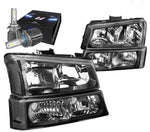 For Chevy Silverado 14-15 Projector Led Bar /Drl Black Housing Amber Headlights DNA MOTORING