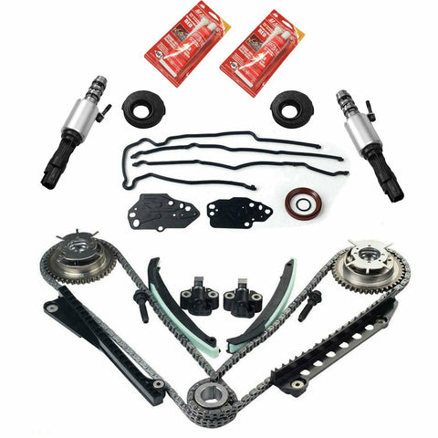 For Ford 5.4L 3V Timing Chain Kit Cam Phasers Solenoid Valves Timing cover Seal SILICONEHOSEHOME