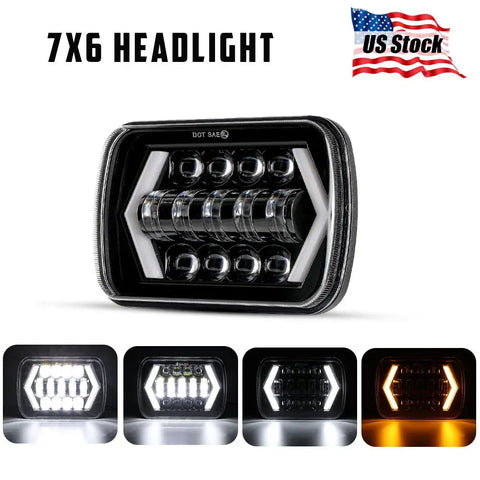 For Mazda B2200 B2600 Glc 5X7 7X6 Black Led Headlight Drl Dot H6014/H6052/H6054 EB-DRP