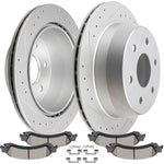 For Silverado 1500 99-06 2WD 4WD 6 Lug Rear Brake Rotor Ceramic Pads w/ Hardware ECCPP