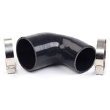 For pipe 2.25"-2.5" 90-degree elbow reducer black silicone hose coupler +t clamp F1 Racing