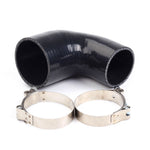 For pipe 2.25"-2.5" 90-degree elbow reducer black silicone hose coupler +t clamp F1 Racing