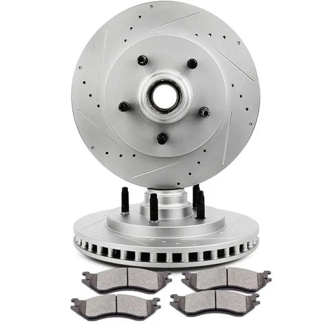 Front Drill Slotted Brake Rotors And Ceramic Pads For 2000-2002 Ford Expedition ECCPP